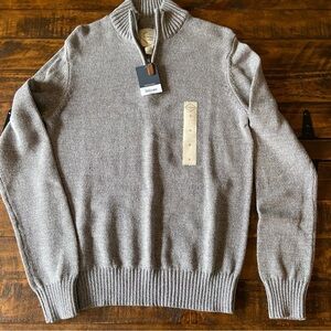St. John's Bay Men's 100% Cotton 1/4 Zip Mock Neck Sweater Gray, Small, NWT